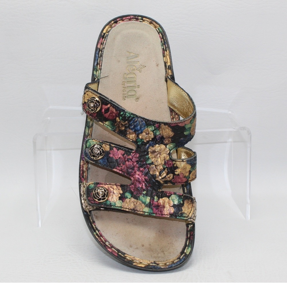SINGLE SHOE Alegria Viki Floral Leather Sandal Multi Color‎ Womens 37 US 7-7.5